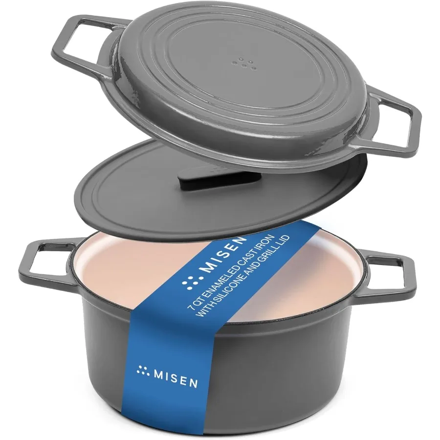 

7 QT Enameled Cast Iron Dutch Oven with ChipResistant Enamel Coating for Superior Durability Thick Iron Core for Excellent Heat