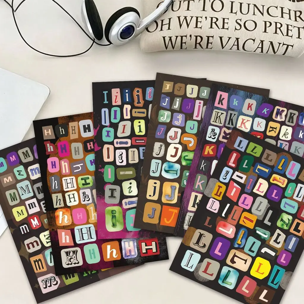 

30Pcs Sticker Book with 1600 English Letter Numeral Sticker Waterproof Collage Decor for Handicraft Notebook Sticker Story Store