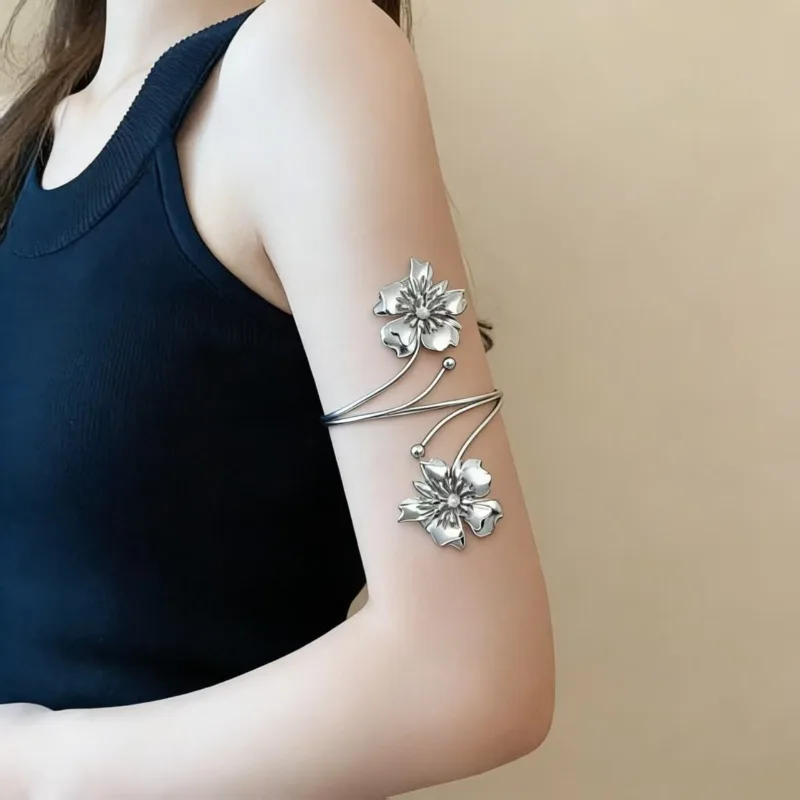 Bohemian style gold-plated butterfly flower armband adjustable women's upper arm bracelet accessories women's party accessories