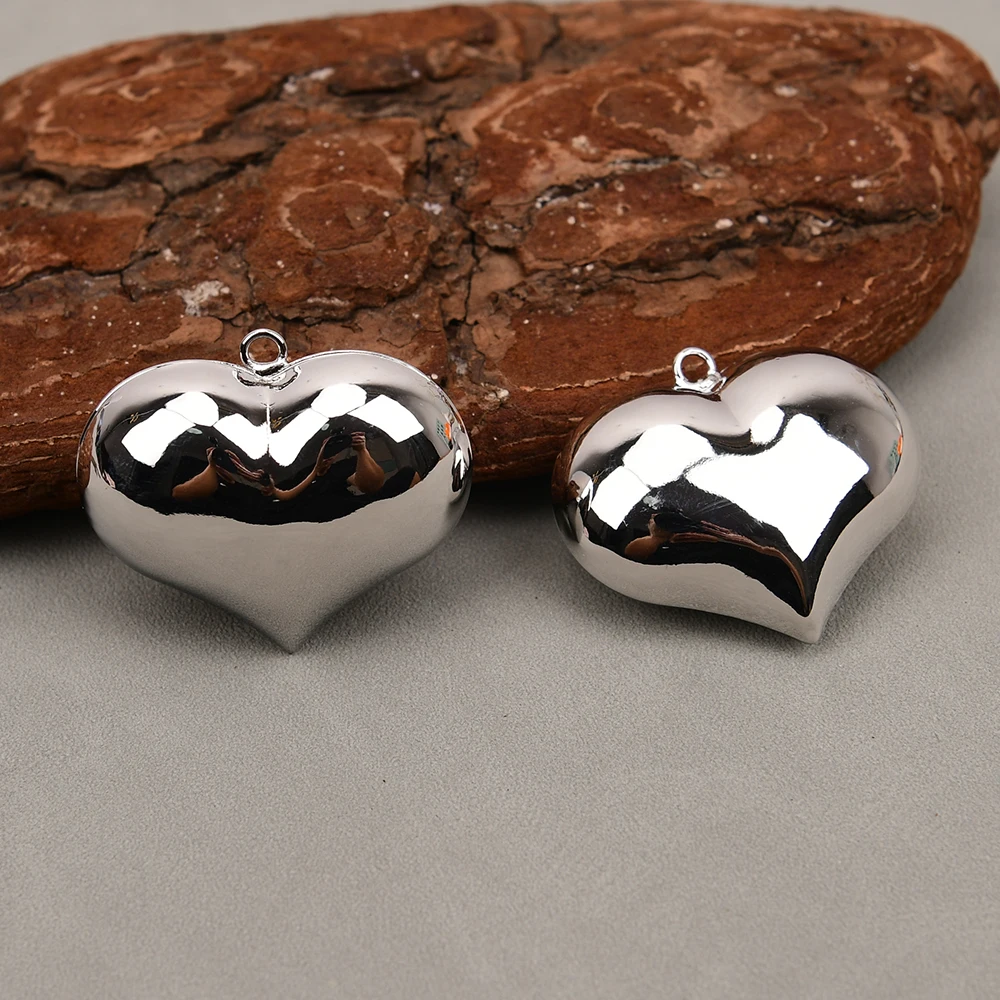 

APDGG 5 шт. большой медный гальванический серебряный металлический кулон в форме сердца DIY ювелирные изделия ожерелье изготовление DIY