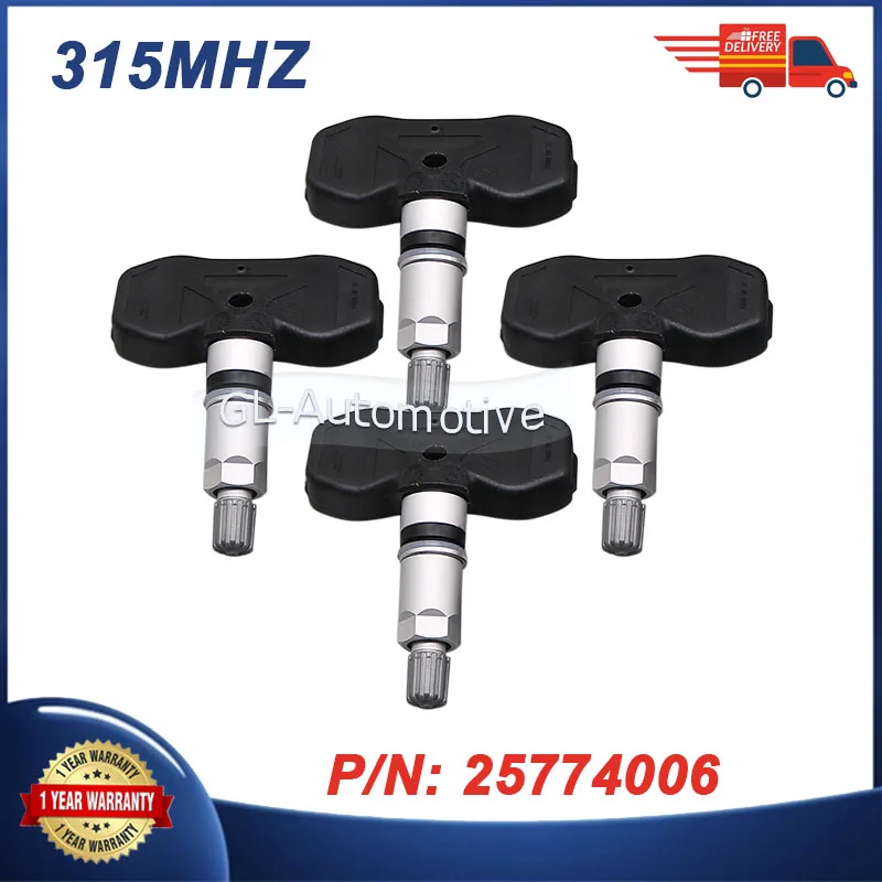 

4PCS 315MHZ TPMS Tire Pressure Sensor For Cadillac CTS SRX Chevrolet Trailblazer GMC Envoy 25774006 car accessories