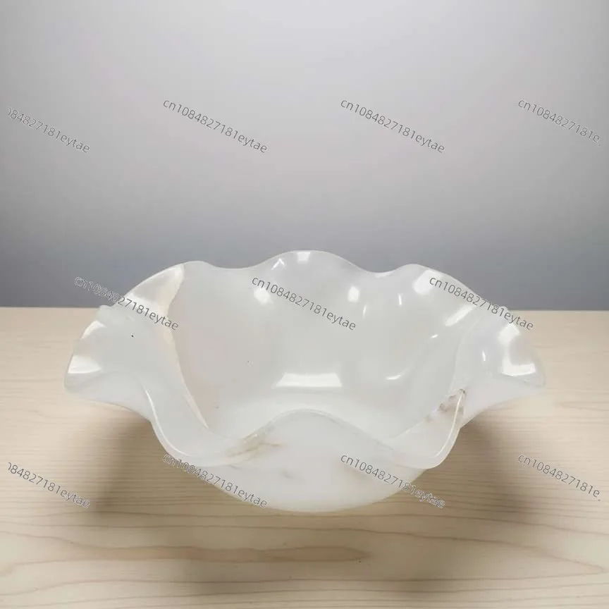 Light Luxury Vintage Natural Jade Fruit Bowl Creative Decor for Showroom High End Exotic Fruit Plate
