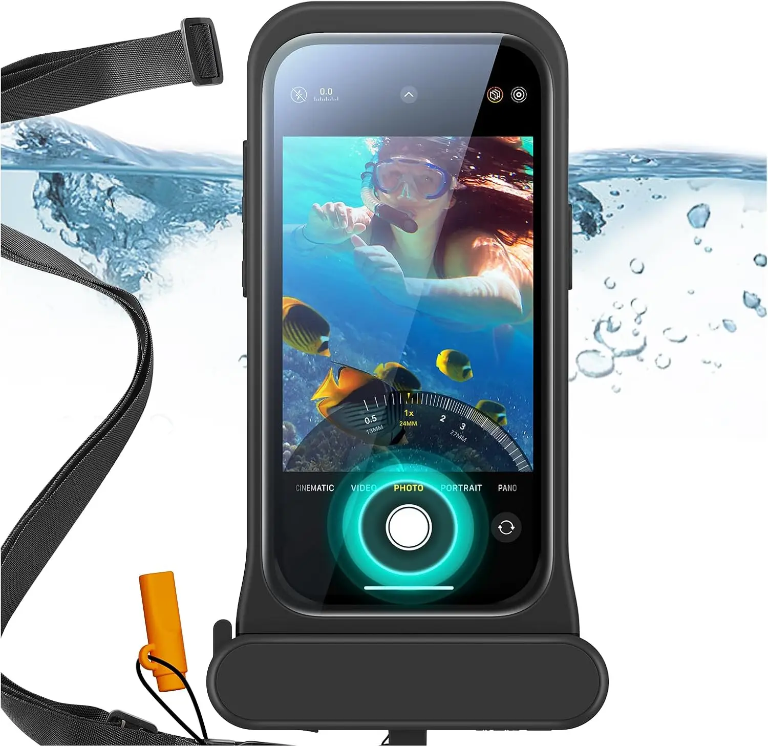

IPX8 Waterproof Phone Pouch for Snorkeling, Up to 100ft, Touch Sensitive, Floating Case with Lanyard