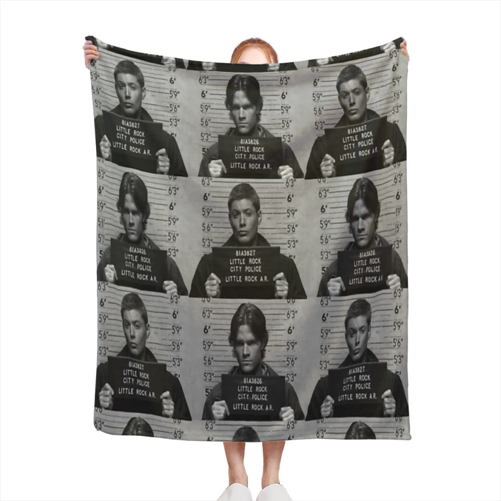 

Supernatural - Dean and Sam Mugshot Medium Blanket Comforter Flannel Soft throw Blankets Warm Home and Decoration