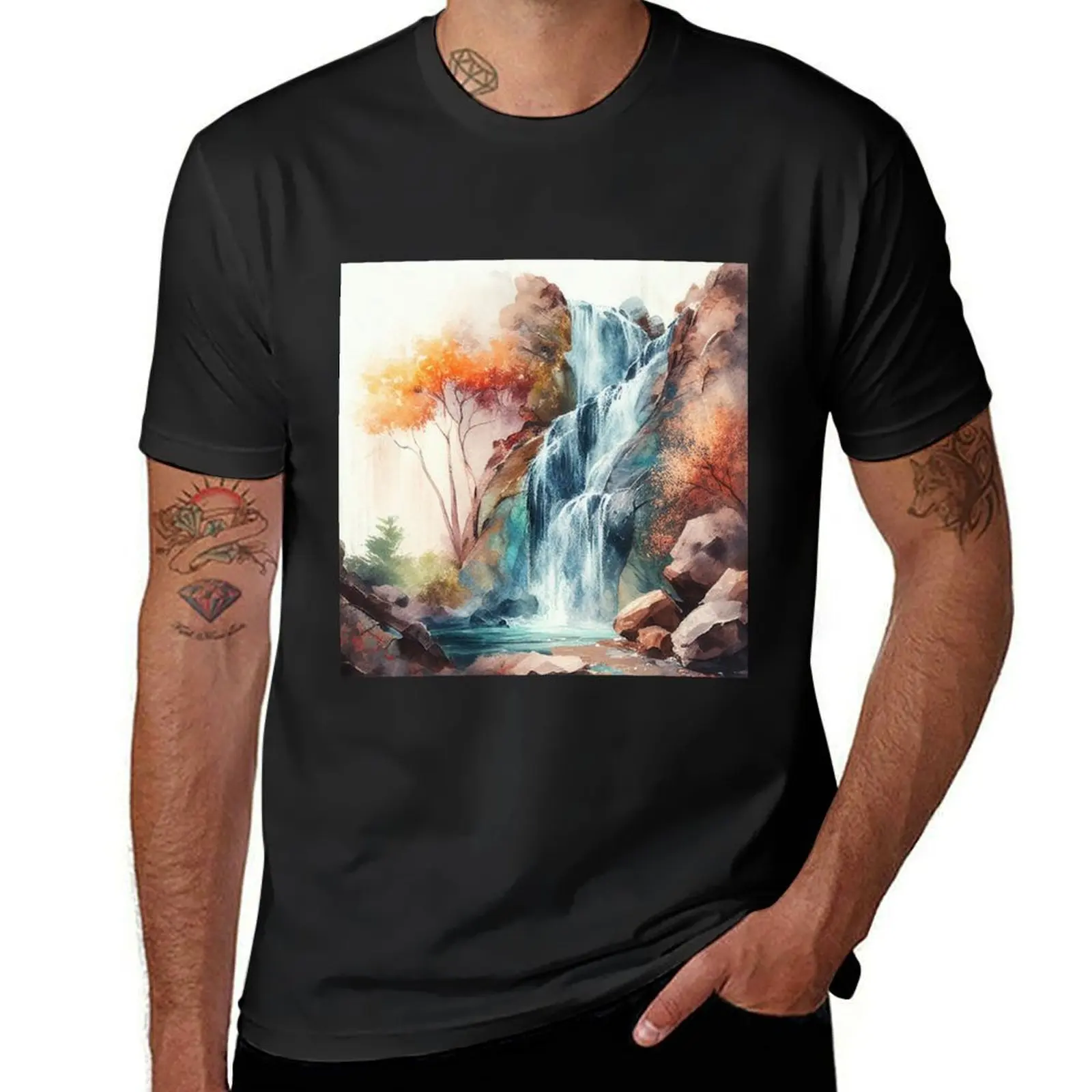 

Beautiful Waterfall Scenery T-Shirt shirts graphic tees funnys sweat shirts, men