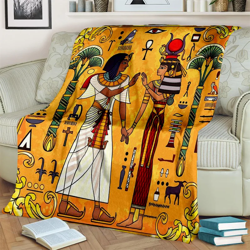 

Pharaoh Egyptian Mythology Hieroglyphics Blanket,Soft Throw Blanket for Home Bedroom Bed Sofa Picnic Travel Office Cover Blanket