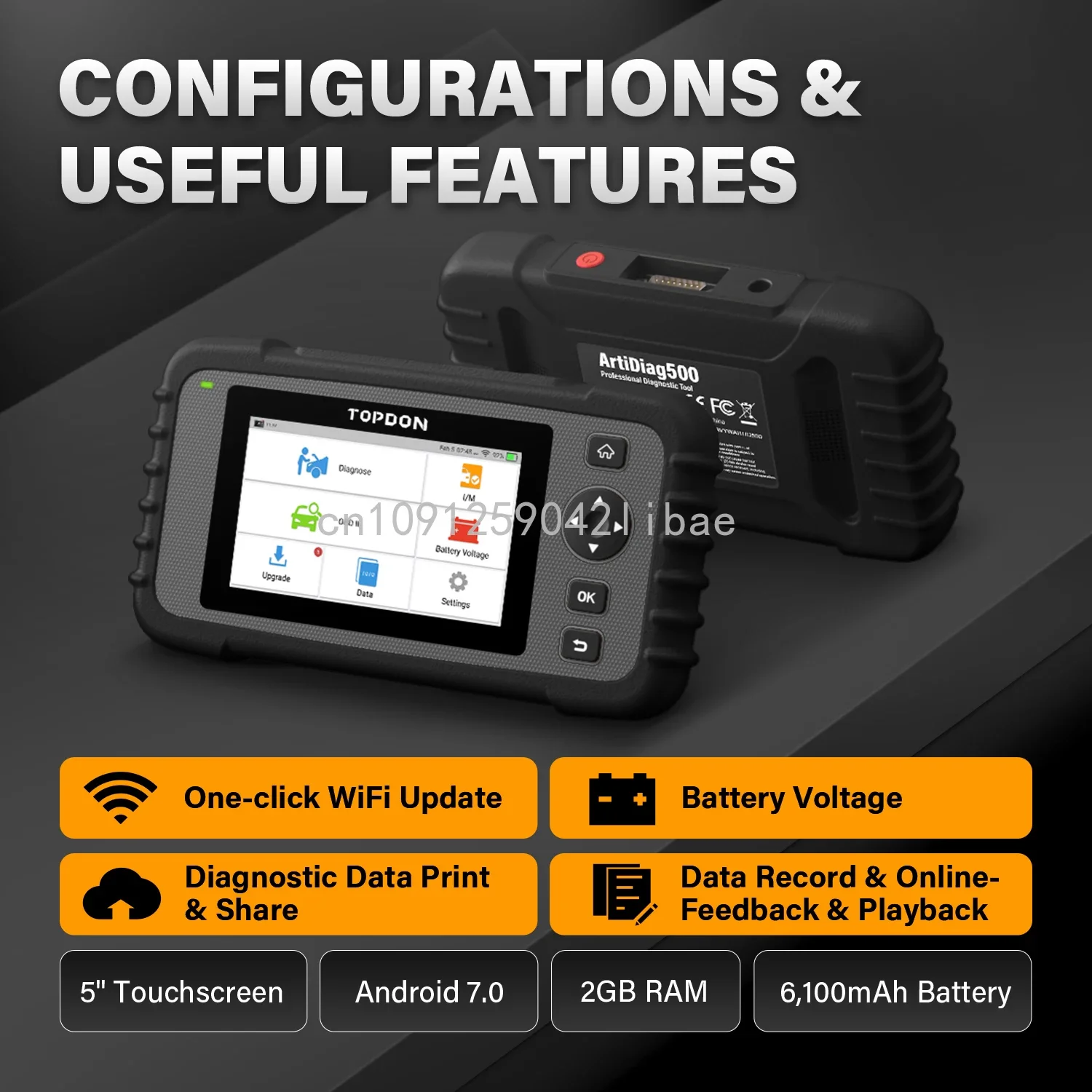 TOPDON Ad500 OBD2 Vollsystem-Diagnose-Autologic-Scanner, automatisches Diagnose-Professionelles Werkzeug für alle Autos