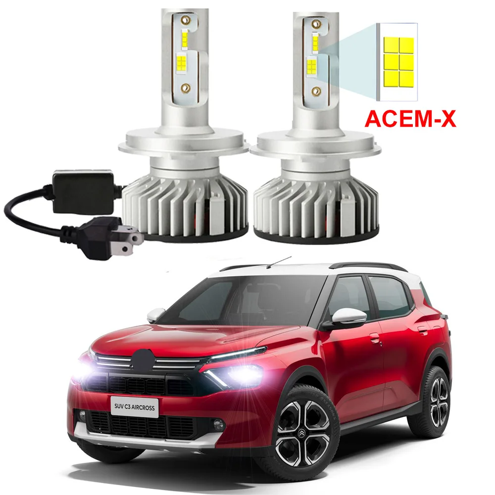 

2Pcs Led Headlight Bulb For Citroen C3 Aircross 2023 2024 High Low Beam LED Headlamp Canbus