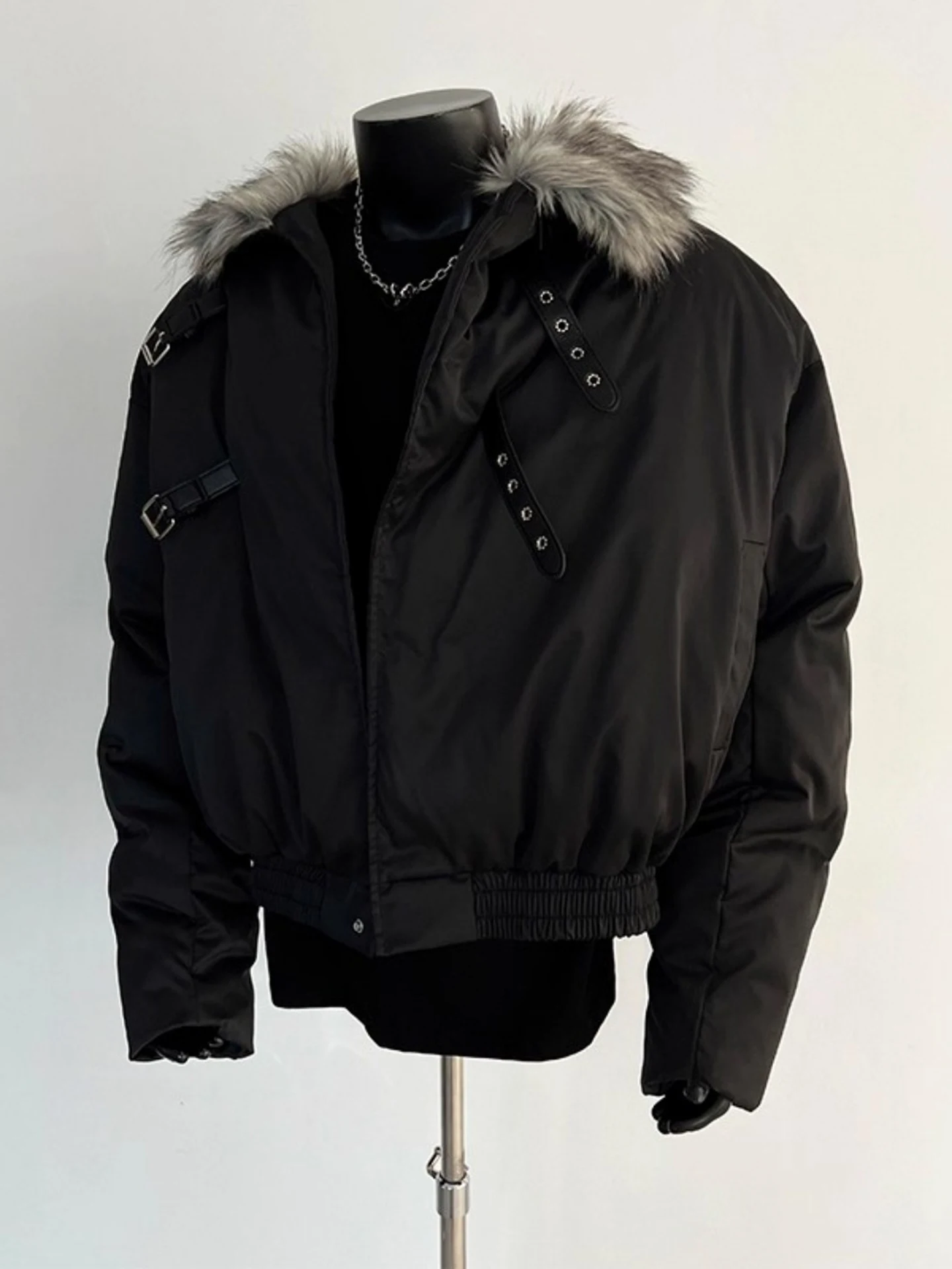 سترات باركاس بياقة من الفرو الصناعي للرجال لشتاء 2025 سترات جديدة راقية عصرية بأكمام طويلة وسحاب وسيم ملابس علوية مريحة فضفاضة #2