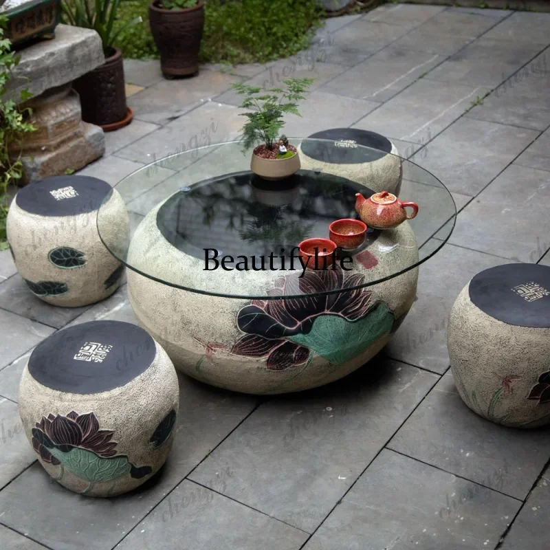 Retro Luxury Garden Furniture Sets Waterproof Nordic Garden Furniture Sets Outside Gazebo Giardino Arredo Outdoor FurnitureAB03