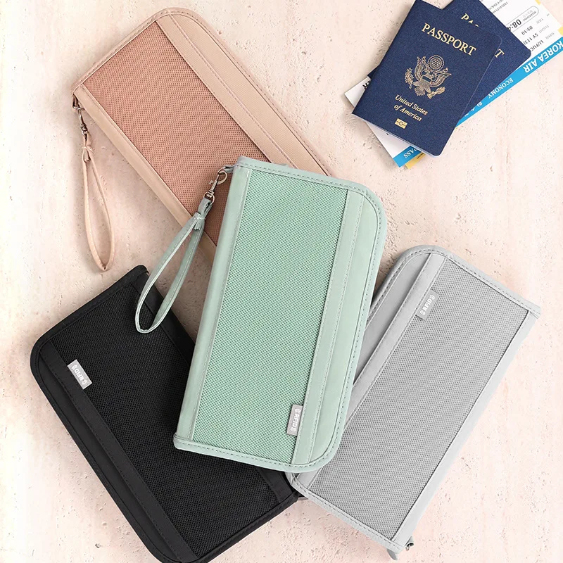 Light and portable boarding passport bag Document holder Fashion large capacity hand purse anti-theft swipe card bag travel