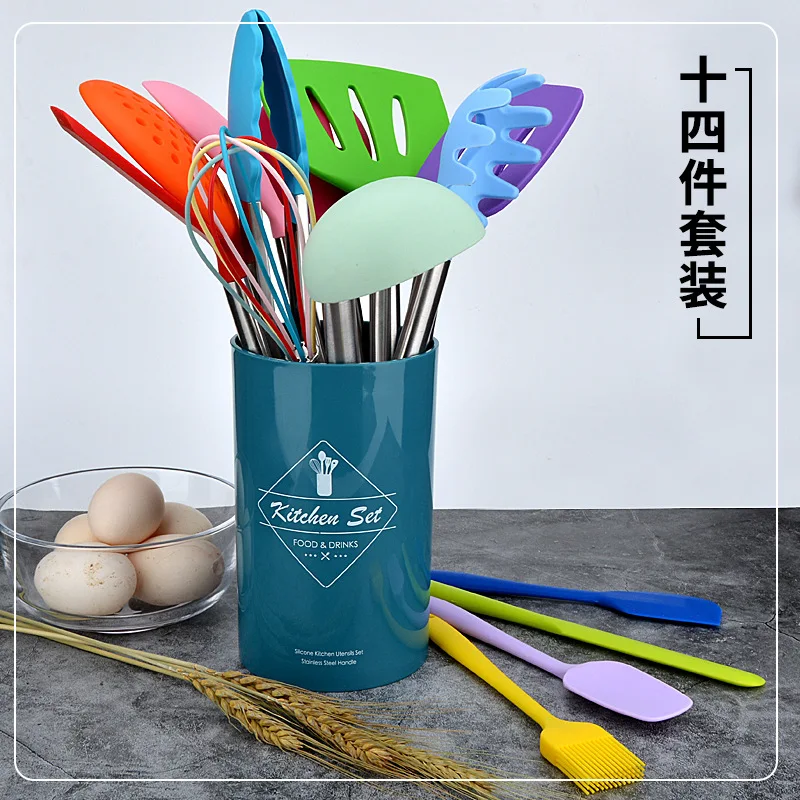 

Storage Bucket Stainless Steel Colorful Of 14 Silicone Baking Scraper Sweeper Kitchenware Set