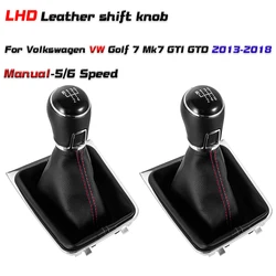Leather Gear Shift Knob For Volkswagen VW Golf 7 MK7 2013-2018 Lever Dust Boot Cover Manual 5 6 Speed Interior Replacement Part