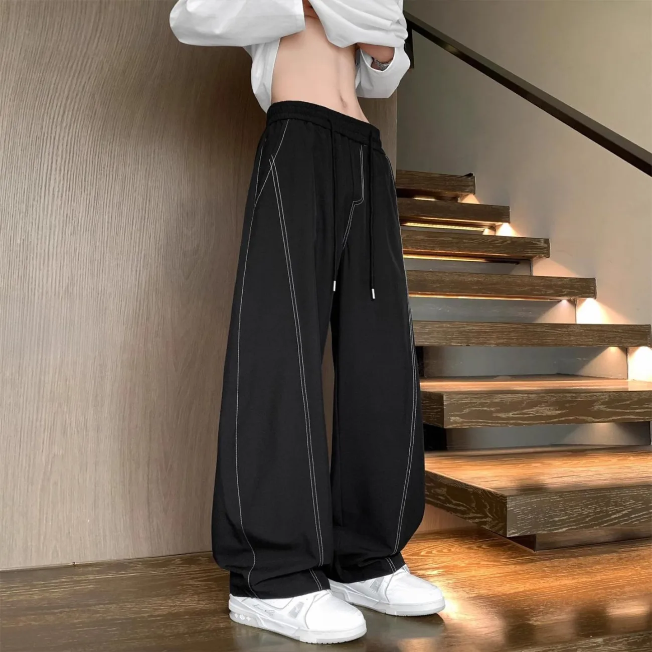 High Waist Wide Leg Suit Pants Fashion Double Button Casual Trousers Loose Drape Straight Office Lady Work Pants Elegant Daily