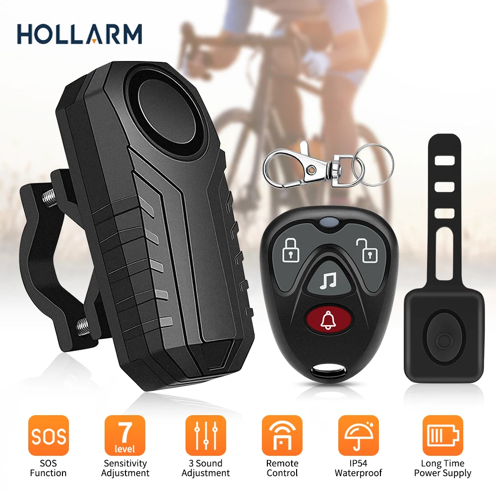 

Hollarm Wireless Bicycle Alarm Remote Control Waterproof Electric Motorcycle Scooter Bike Security Protection Anti theft Alarms