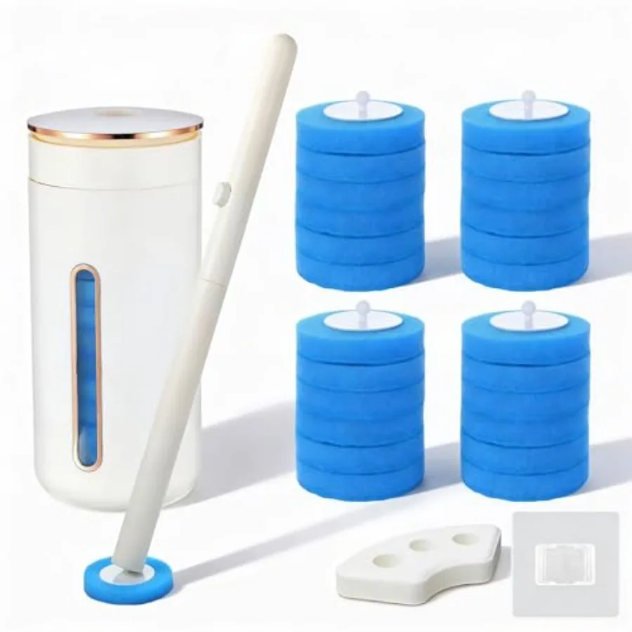 

Disposable Toilet Brush, Toilet Bowl Cleaning System with Holder and 24 Count Wand Refill, No-M Clean Brush Starter Kit with 1