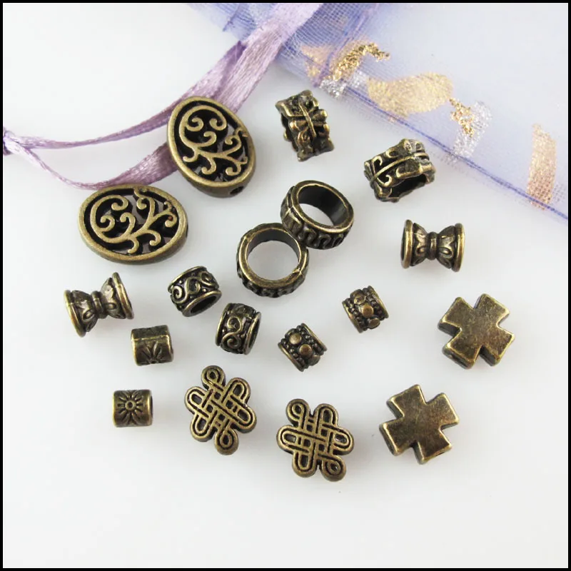 Fashion New Cross Oval Chinese Knot Star Cross Charms Spacer Bar Beads Antiqued Bronze Plated