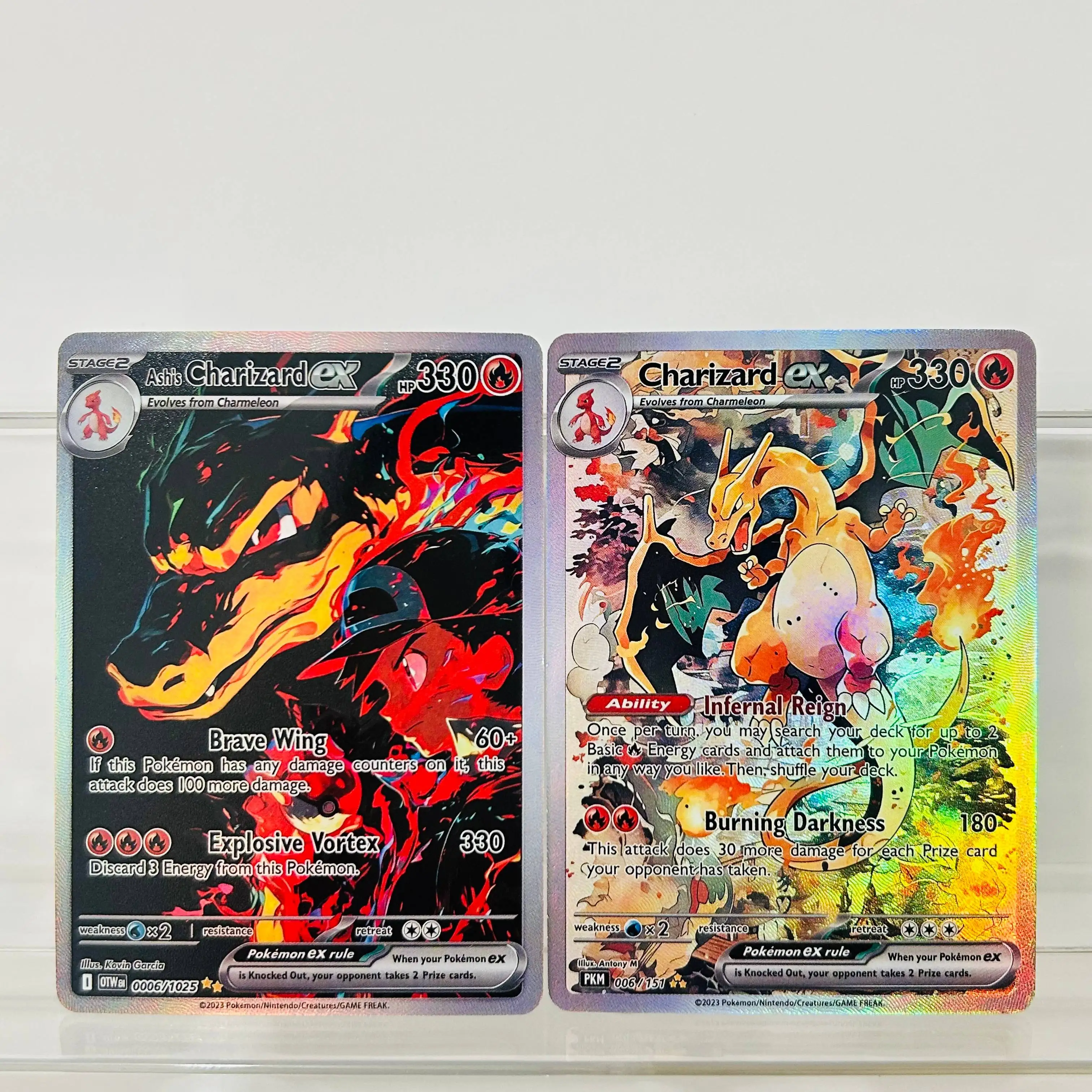 Ash's Charizard ex 0006/1025 Englische DIY Holografische Folien-Texturkarte, Perfekter Zustand Premium Anime Sammelkarte – Detail 2