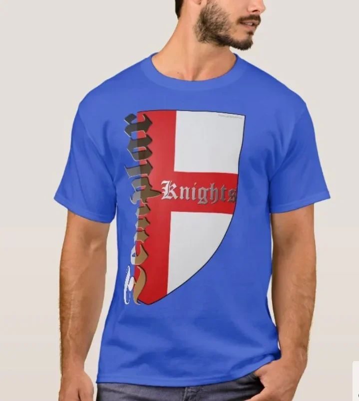 Knights Templar Cross Emblem Shield Printed T-Shirt 100% Cotton O-Neck Short Sleeve Summer Casual Mens T-shirt Size S-3XL