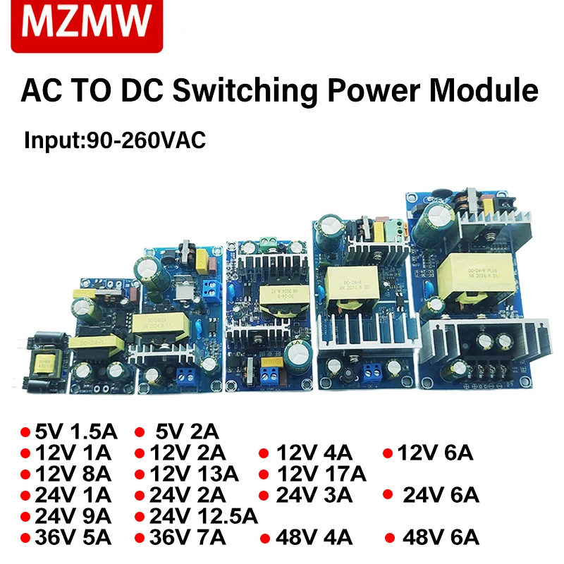 AC 90-260V do DC 5V 12V 24V 36V 48V 1A 2A 3A 4A 6A 7A 8A 9A Izolowany moduł zasilacza impulsowego Bare Board do wymiany naprawy