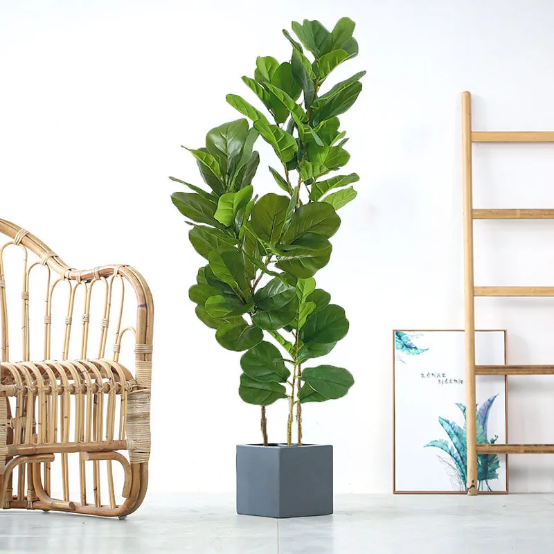 

3.9FT Fake Plants Artificial Ficus Tree Real Touch Banyan Leaves Plastic Fake Leafs Green Banyan Tree For Home Garden Shop Decor