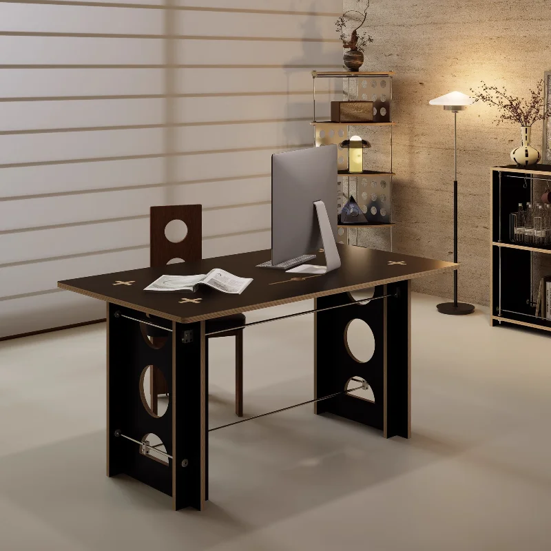 

Medieval Minimalist Office Desks Computer And Book Black Light Luxury Office Desks Retro Furniture Mesa De Trabalho YS40CC