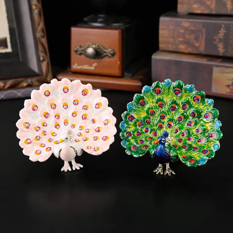 High-end Luxury Peacock Spreading-feather Jewelry Box, Home Decoration Item, Ring And Stud Earring Storage Box,birthday Gift