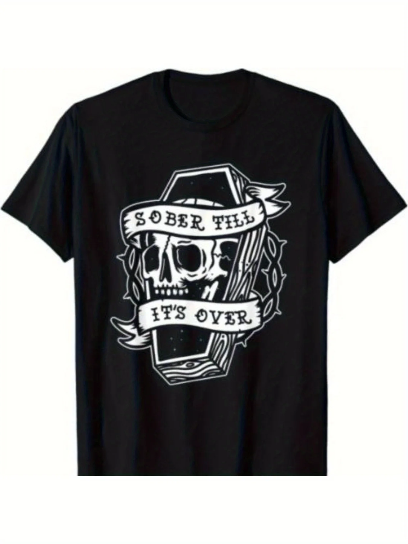 Sober Till It's Over AA NA Recovery 12 Steps Sobriety T-Shirt 100% Cotton O-Neck Short Sleeve Summer Casual Mens T-shirt
