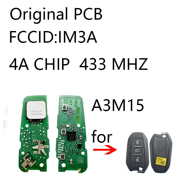 

Оригинальная плата PCB с 3 кнопками для Peugeot 5008, 508 2020, Citroen, Opel, Smart, IM3A, HITAG, AES, NCF29A1, 433 МГц, Keyless Go