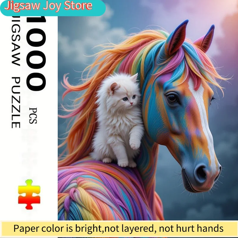 

Пазл для взрослых размером 70,0x50,01 см с изображением красочных животных, включая лошадей и котят, идеально подходит для творческих развлечений.