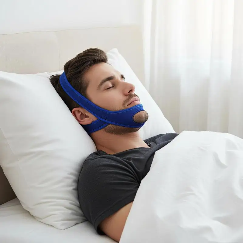 Adjustable Stop Snore Chin Strap Soft Neoprene Anti Snoring Apnea Belt Comfort Sleep Aid Tool for Men Women Travel Use