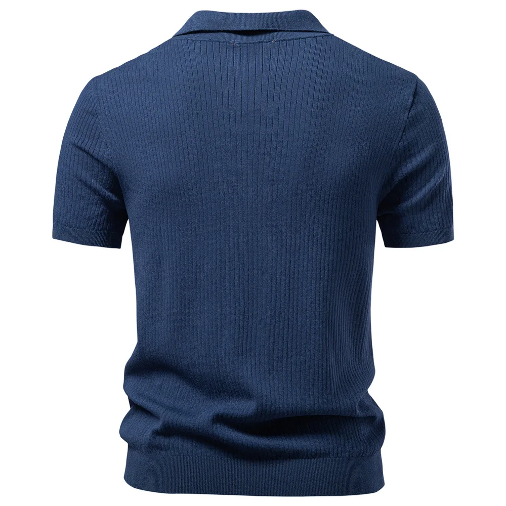 Men's Business Casual Woolen Shirt Spring/Summer 2026 Flip Collar Seagull Collar Knitted Short Sleeve Fashionable Elegant