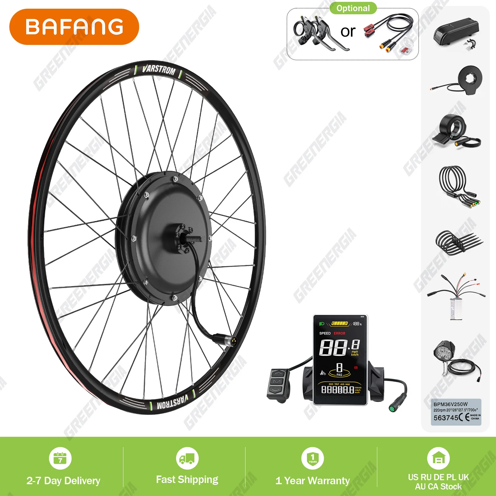 

Varstrom 1000W Hub Motor Wheel 48V Electric Bicycle Conversion Kit Gearless Brushelss Motor Rear Drive Ebike Kit 26-29 inch 700C