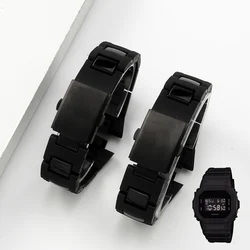 Black Plastic Strap for Casio G-SHOCK DW-5600 DW6900 DW9600 GW-M5610 Folding Buckle 16mm Men Replacement Bracelet Watch Band