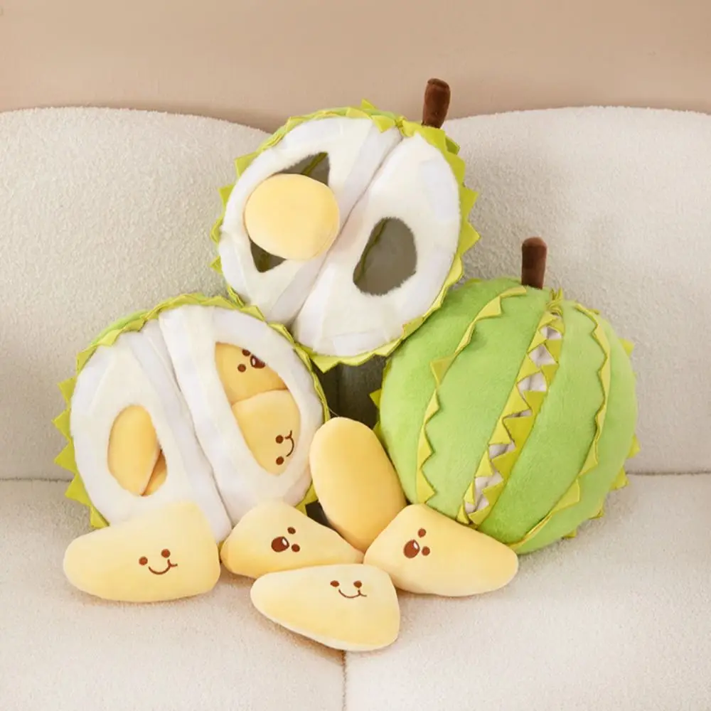 New Durian Fruit Shape Plush Toy 25cm Soft Stuffed Toy Detachable Decompression Toy Gifts for Children