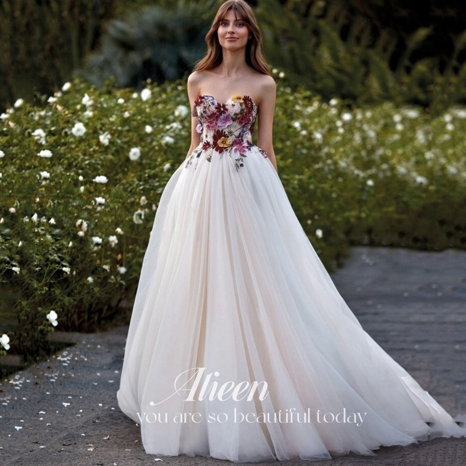 

Aileen Customized Wedding Dress Sweetheart 3D Flowers Chubby Elegant Party Dresses for Women 2024 Evening Woman Gala Prom Luxury