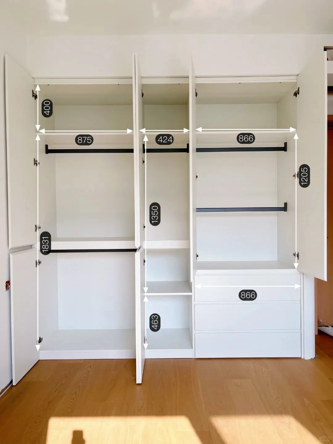 خزانة ملابس حديثة أثاث غرفة النوم خزانة ملابس مخصصة خزانة تخزين خشبية فاخرة للملابس #2