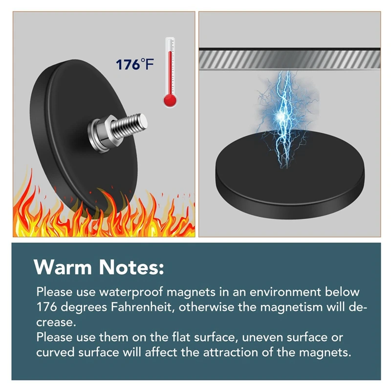 Magnet dilapisi karet, basis Magnet Neodymium 22LBS dengan Magnet berulir M6 dengan baut dan mur, tahan Magnet kuat