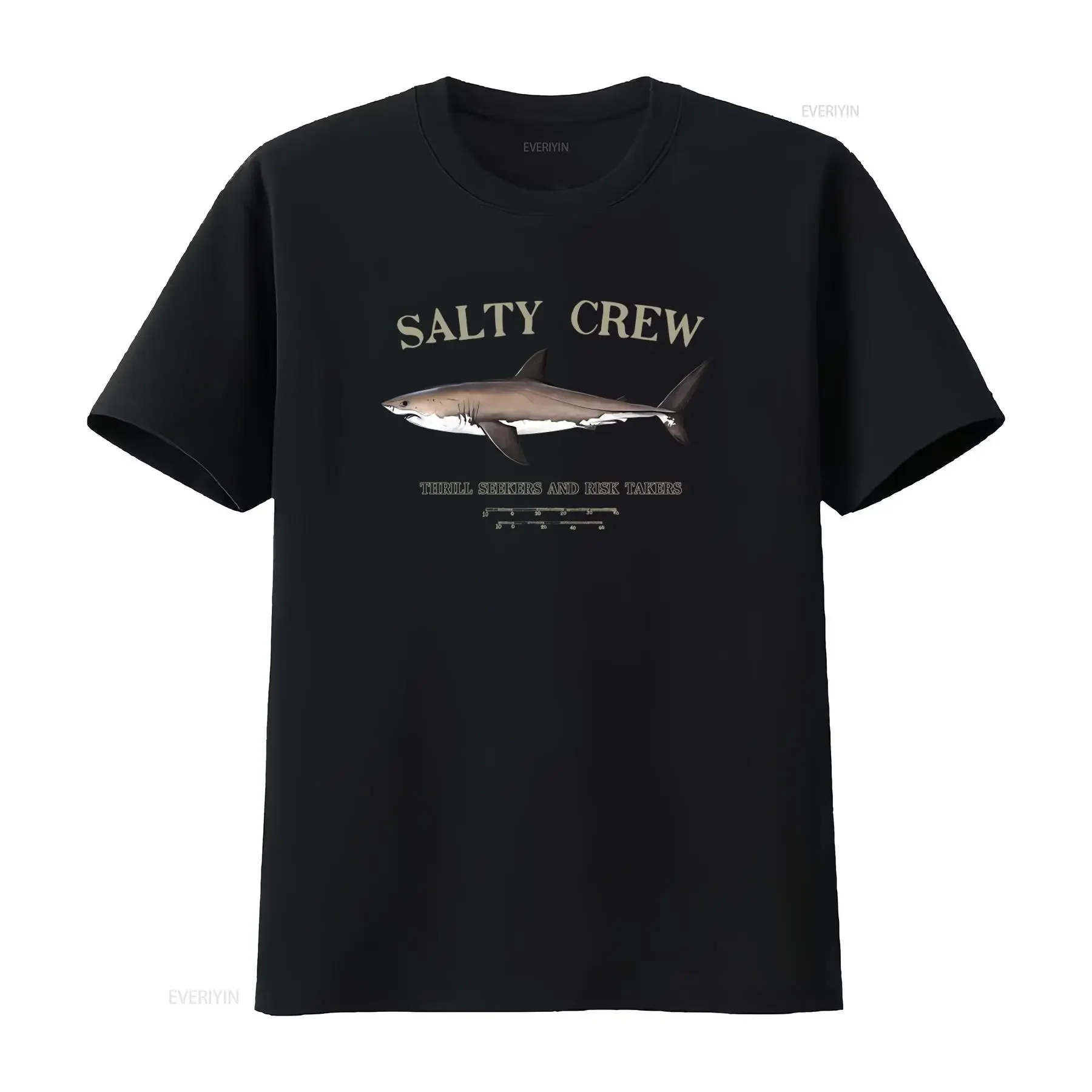 Salty Crew Thrill Seekers and Risk Takers Shark Print Men's  T Shirt Black vintage Washed Stylish Soft Versatile graphic