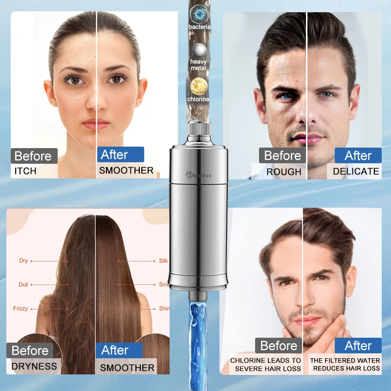 Wheelton Shower Water Filter Household Softening hard Water Purifier Chlorine Heavy Metal  Sediment Improves Dry Itchy Skin