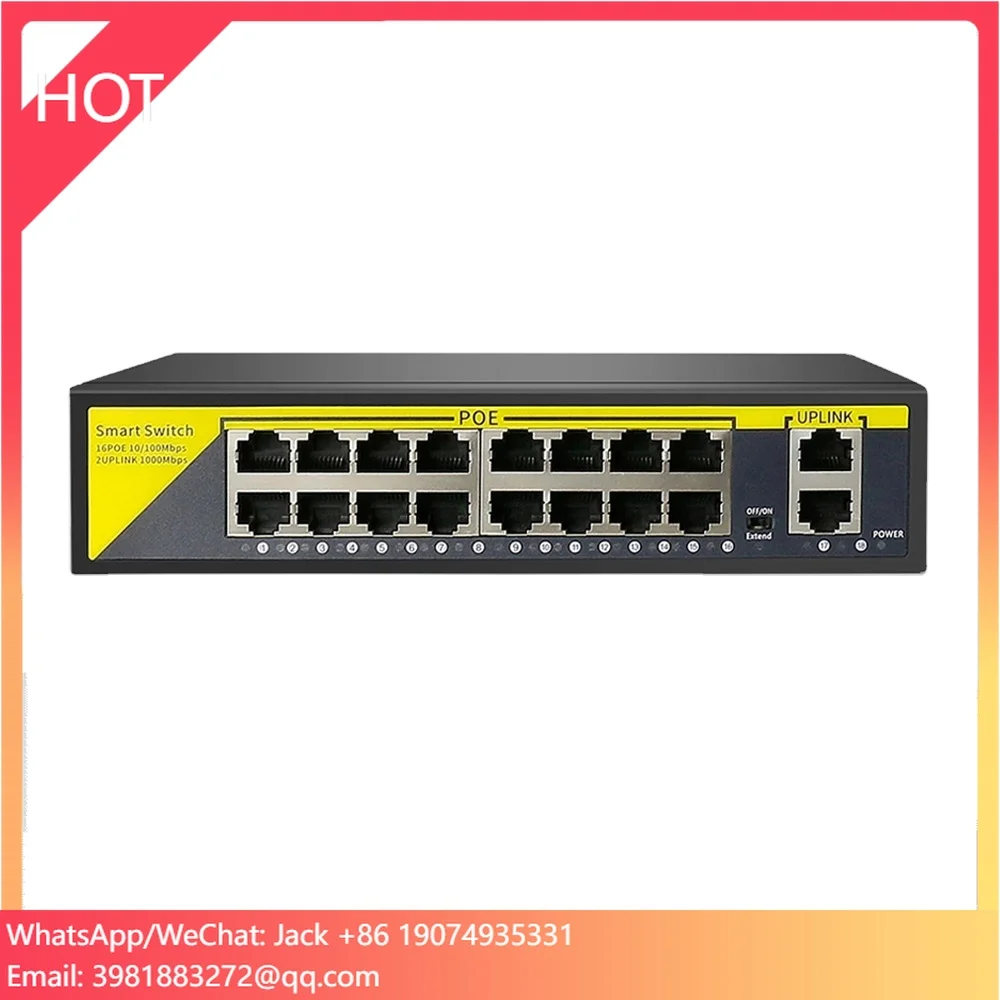 

18 Port Gigabit Switch IEEE802.3af 48V 16 Channel POE Switch 16CH For Poe Camera NVR Kit Wireless AP IP CCTV Security System