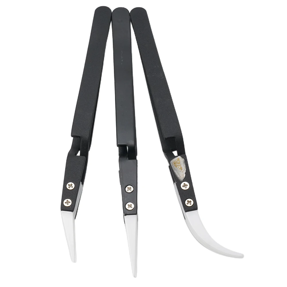 Ceramic Tweezers Tweezers 3 Pcs Anti-Static Electronic Soldering Precision Reverse Acid Resistant Straight Tip