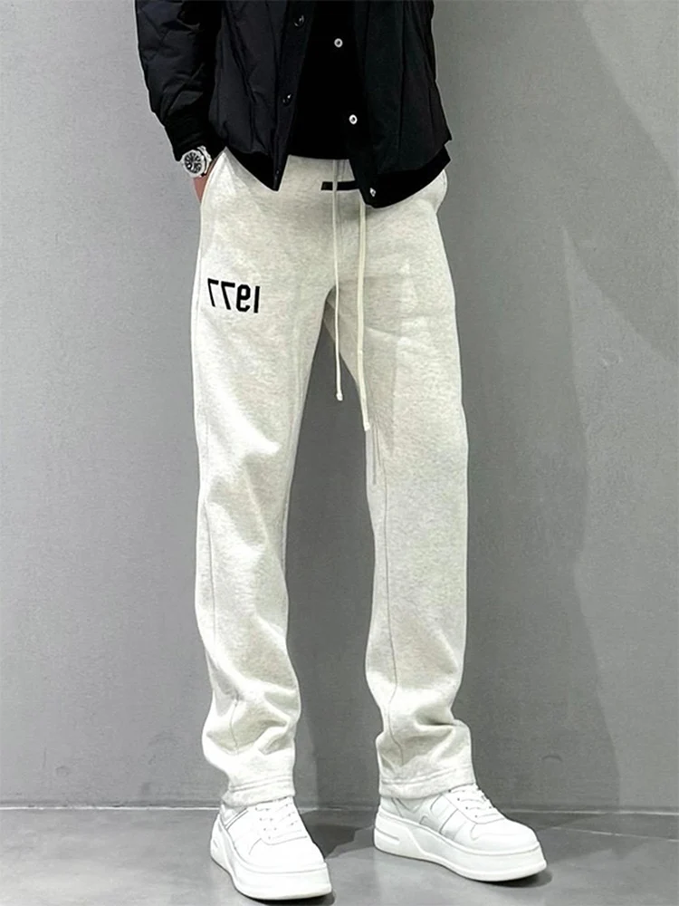High Quality Men's Loose Fit Straight Leg Sweatpants Fashionable All-Match  Color Sporty Casual Trousers Autumn New Arrival