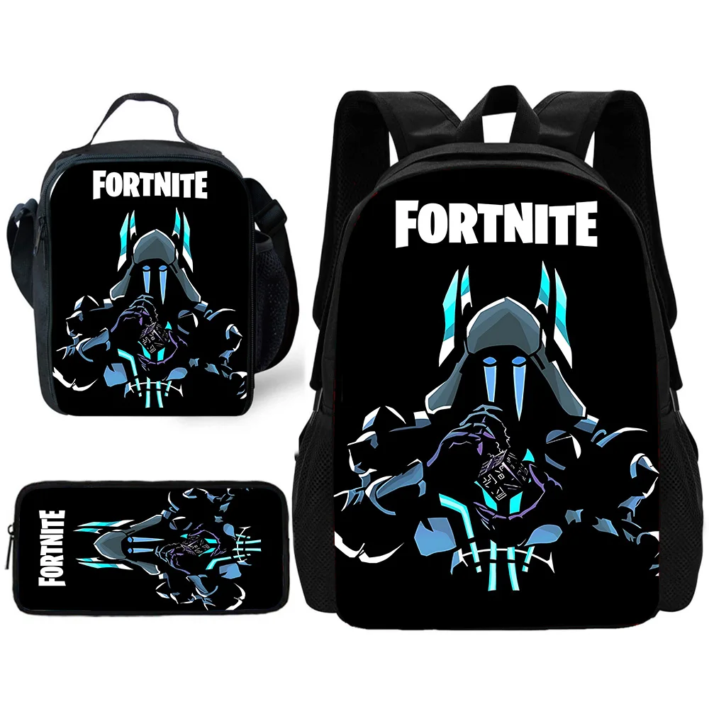 Ransel Sekolah Anak Fortnite Game Klasik dengan Tas Makan Siang, Tas Pensil, Tas Sekolah untuk Anak Laki-laki Perempuan Hadiah Terbaik