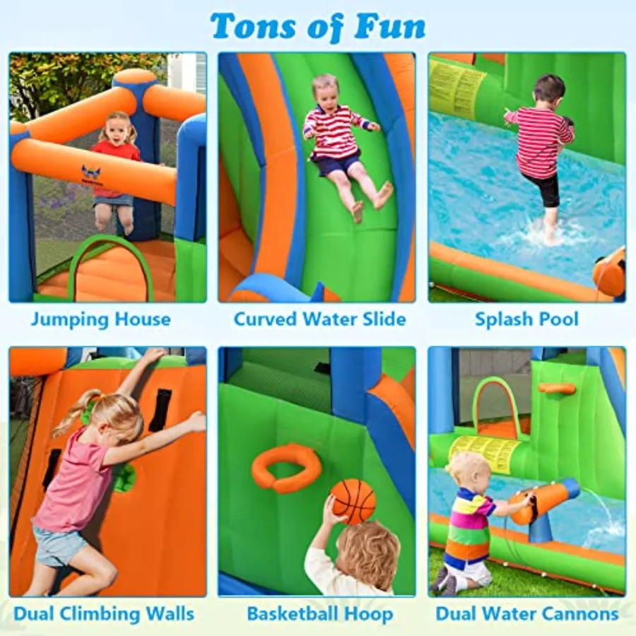 Dmuchany zamek wodny z dużym basenem, 2 ścianami do wspinaczki, park wodny, zamek do skakania na imprezy na świeżym powietrzu w ogrodzie B