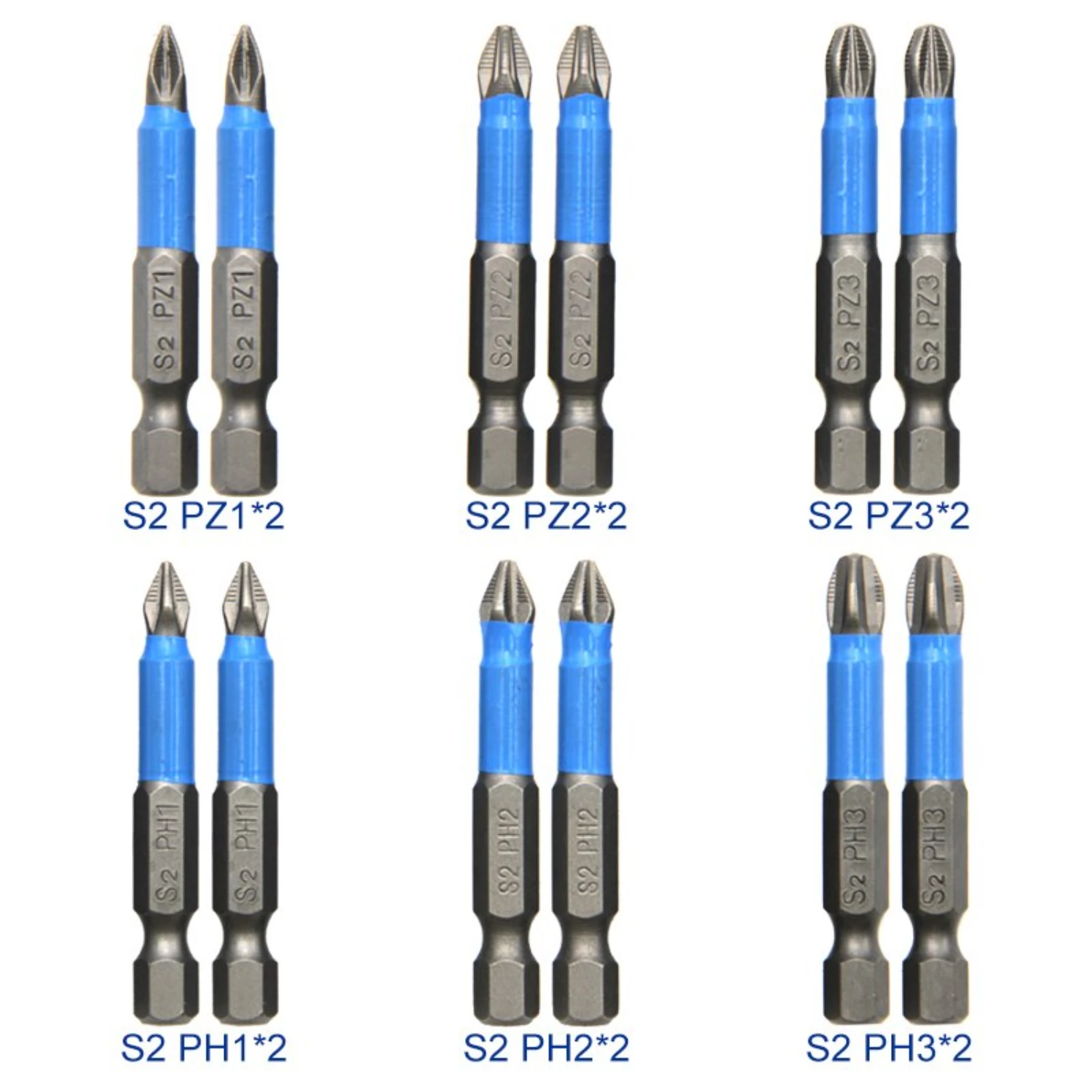 Hexagonal Handle 12pc S2 Steel Anti Slip Screwdriver  Cross  Screwdriver Tool Set PH1/PH2/PH3/PZ1/PZ2/PZ3