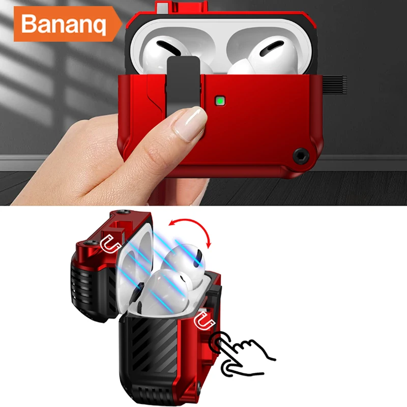 Bananq Catapult Switch Shockproof Earphone Case For Apple Airpods 3 2 1 TPU+PC+Magnet Protective Hooks Cover For AirPods Pro 2