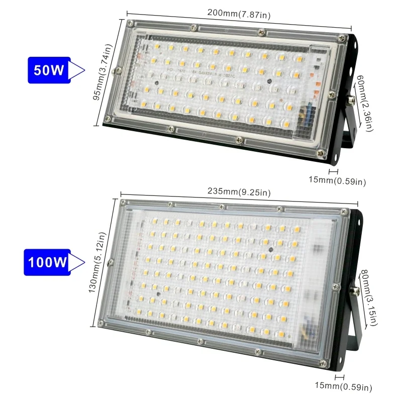 LED Grow Light 50W 100W Plant Growing Lamps Sunlight Phyto Lamp for Greenhouse Indoor Veg and Bloom 220V Sunshine Floodlight