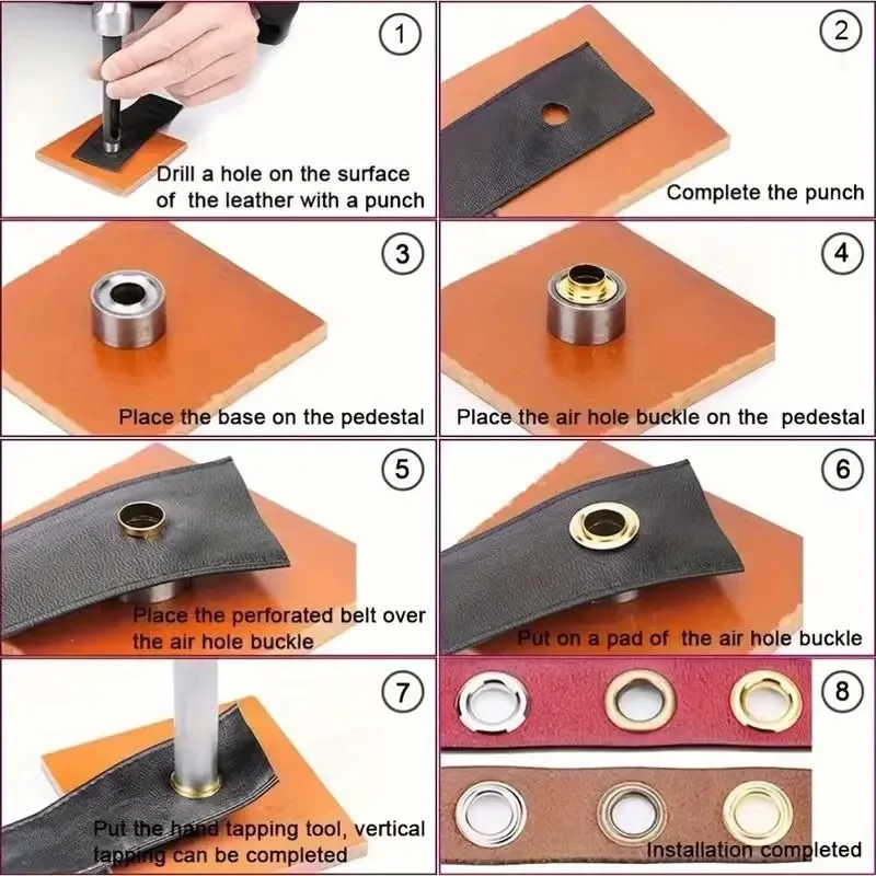 100/200/400PCs Metal Eyelet Kit with Punch Install Tool Set And Storage Box for LeatherCraft Shoes Belts Caps Bags Tags Clothes view 5