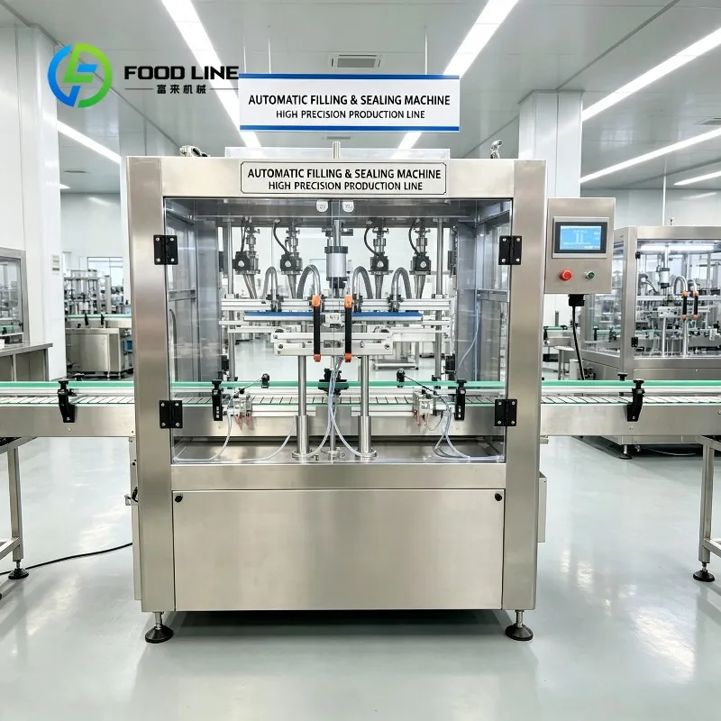 Custom automatic filling sealing machine liquid bottling unit high precision bottle processing plc touch control for food plant